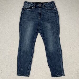 Judy Blue Boyfriend Fit Jeans Womens 16W (34x30) Blue Stretch Casual Denim Faded